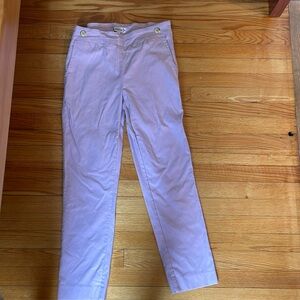 Light pink capris with gold buttons